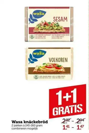 CoopCompact Wasa Knäckebröd 1+1 Gratis aanbieding