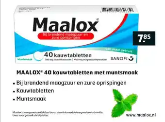 Trekpleister Maalox® 40 Kauwtabletten Met Muntsmaak aanbieding