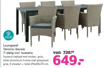 Leen Bakker Loungeset Verona-Savoie 7-delig incl. kussens 215x90x75cm aanbieding