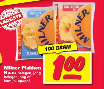 Nettorama Milner Plakken Kaas 100 gram aanbieding