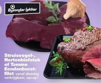 Nettorama Struisvogel-, Hertenbiefstuk of Tamme Eendenborst-filet 100 gram aanbieding