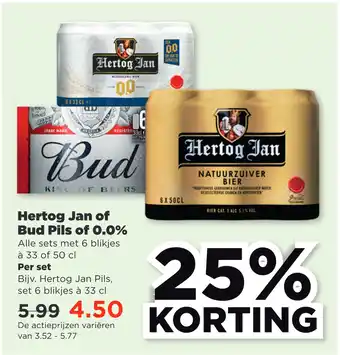 PLUS Hertog jan of bud pils of 0.0% aanbieding