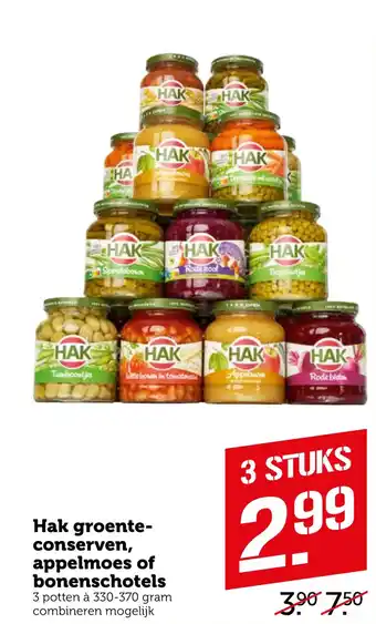 Coop Hak groente- conserven, appelmoes of bonenschotels aanbieding