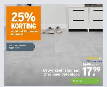 GAMMA Bruynzeel laminaat origineel betonlook 25% korting aanbieding