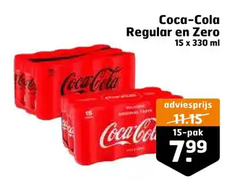 Trekpleister Coca-cola regular en zero 15 x 330 ml aanbieding