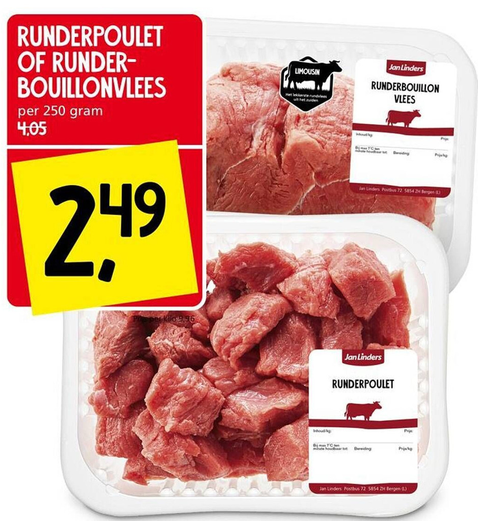 Runderpoulet of runder bouillonvlees aanbieding bij Jan Linders
