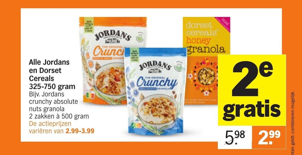 Alle Jordans en Dorset Cereals 325750 gram aanbieding bij Albert Heijn