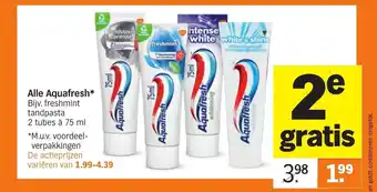 Albert Heijn Alle Aquafresh 75 ml aanbieding