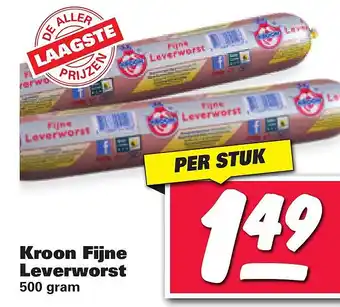 Nettorama Kroon fijne leverworst aanbieding