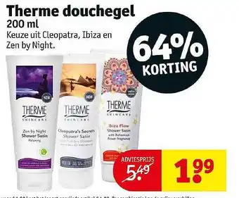 Kruidvat Therme douchegel 200 ml keuze uit cleopatra, ibiza en zen by night. aanbieding