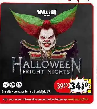 Kruidvat Walibi halloween fright nights aanbieding