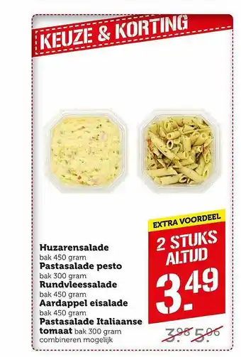 Coop Muzarensade of pastasalade pesto of rundvleessalade of aardappel eisalade of pastasalade italiaanse tomaat aanbieding