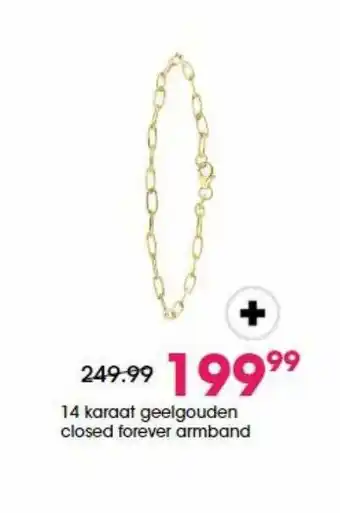 Lucardi 14 karaat geelgouden closed forever armband aanbieding