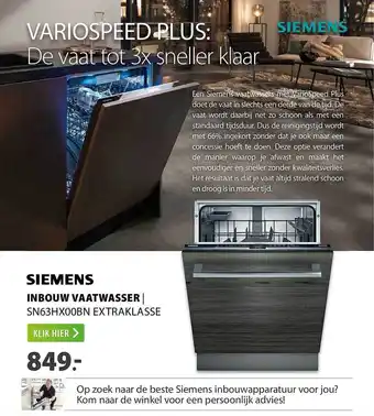 Expert Siemens inbouw vaatwasser | sn63hx00bn extraklasse aanbieding