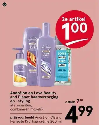 Etos Andrélon en love beauty and planet haarverzorging en -styling aanbieding