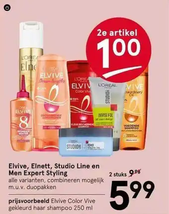 Etos Elvive, elnett, studio line en men expert styling aanbieding