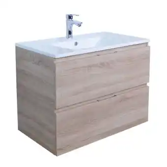 Sanitairwinkel.nl Adema looks badmeubel met wastafel 80x45.5x58cm met overloop hout - outlet uden aanbieding