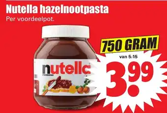 Dirk Nutella Hazelnootpasta 750g aanbieding