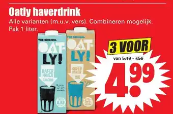 Dirk Oatly Haverdrink 3*1L aanbieding