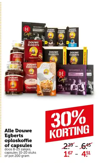 Coop Alle Douwe Egberts oploskoffie of capsules aanbieding