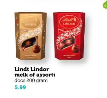 Coop Lindt Lindor melk of assorti 200 gram aanbieding