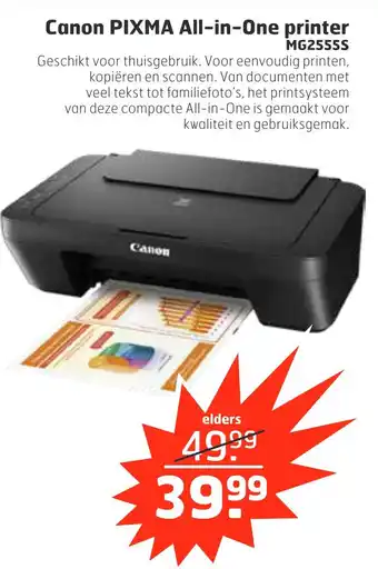 Trekpleister Canon PIXMA AIl-in-One printer MG2555S aanbieding