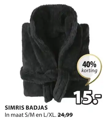 Jysk Simris badjas S/M en L/XL aanbieding