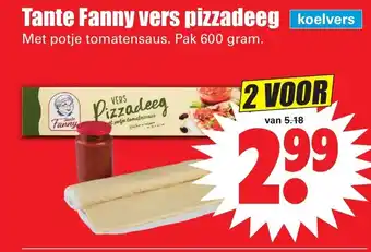 Dirk Tante Fanny verse pizzadeeg 2*600g aanbieding