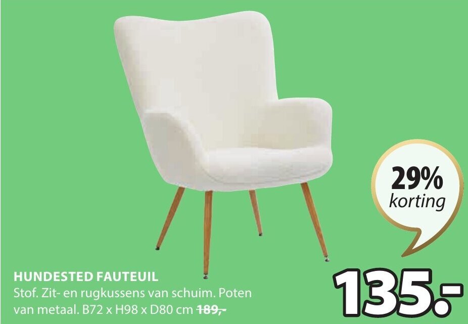 Hundested fauteuil B72xH98xD80CM aanbieding bij Jysk