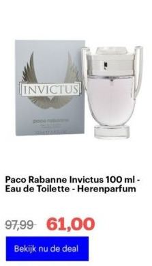 Bol.com Paco rabanne invictus 100 ml - eau de toilette - herenparfum aanbieding