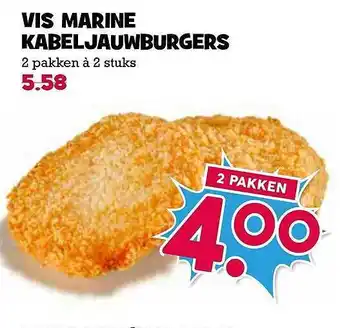 Boon`s Markt Vis marine kabeljauwburgers aanbieding