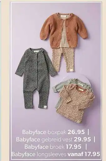 Wehkamp Babyface boxpak, babyfacae gebreid vest, babyface broek of babyface longsleeves aanbieding