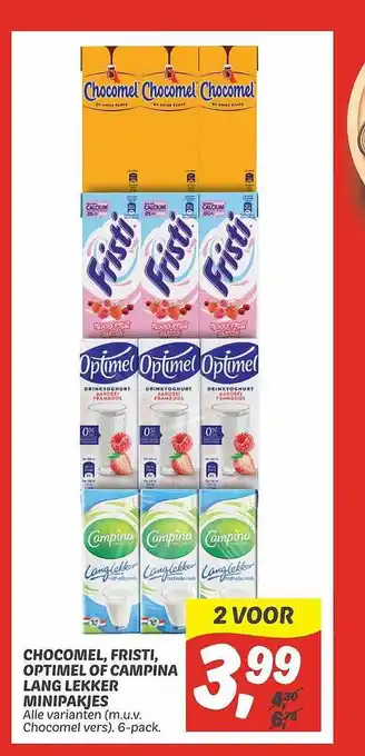 Dekamarkt Chocomel, fristi, optimel of campina lang lekker minipakjes aanbieding