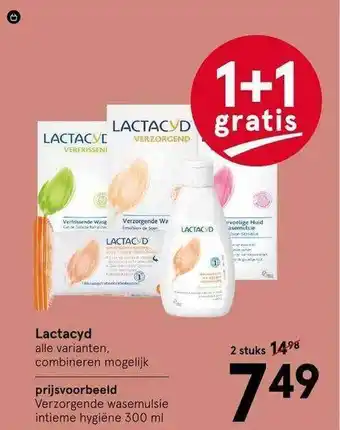 Etos Lactacyd verzorgende wasemulsie intieme hygiëne 300 ml 1+1 gratis aanbieding