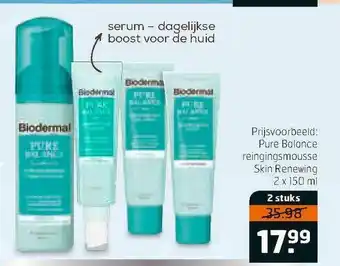 Trekpleister Biodermal Pure Balance Reinigingsmousse Skin Renewing aanbieding