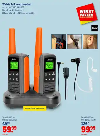 Makro Walkie Talkie En Headset aanbieding