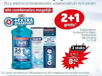 Trekpleister Oral-B Tandpasta Pro-Expert Professionele Bescherming 2+1 Gratis aanbieding