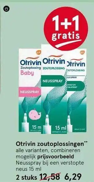 Etos Otrivin zoutoplossingen neusspray bij een verstopte neus 15 ml 1+1 gratis aanbieding