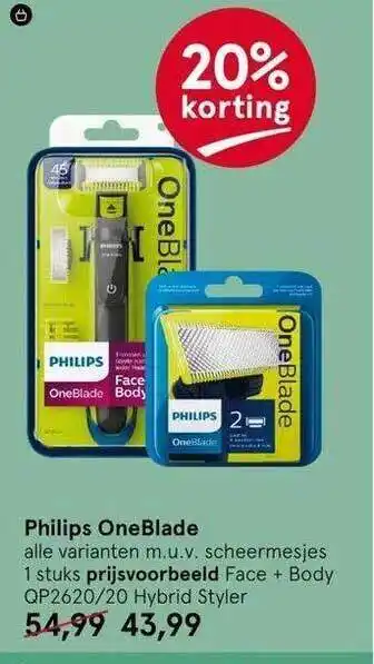 Etos Philips oneblade 20% korting aanbieding