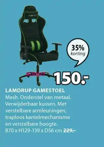 Jysk Lamdrup Gamestoel 35% Korting aanbieding