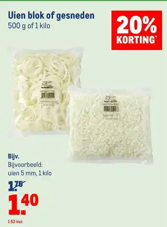 Makro Uien Blok Of Gesneden 20% Korting aanbieding