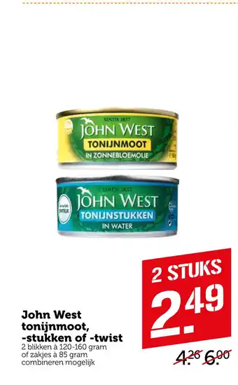 Coop John West tonijnmoot, -stukken of -twist 85 gram aanbieding