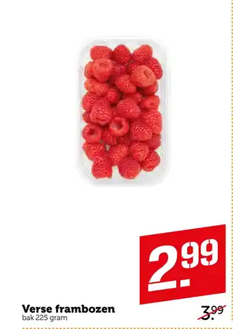 Coop Verse frambozen 225 gram aanbieding