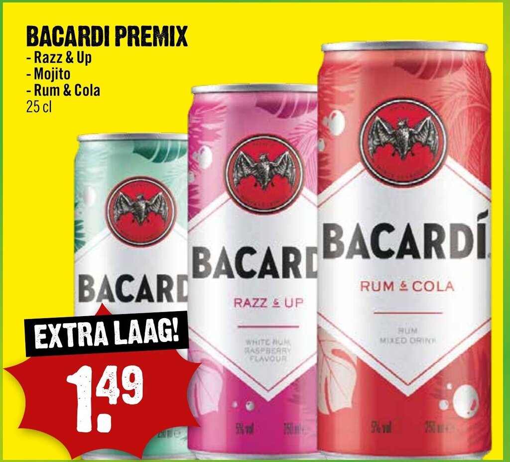 Bacardi premix 25CL aanbieding bij Dirck 3
