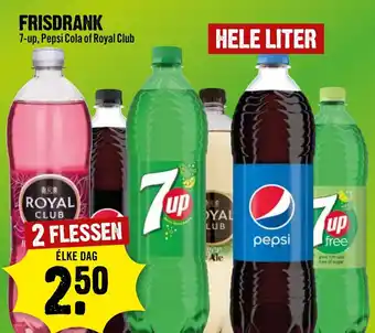 Dirck 3 Frisdrank 7-up, Pepsi Cola of Royal Club hele liter aanbieding