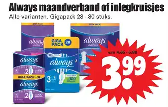 Dirk Always maandverband of inlegkruisjes aanbieding