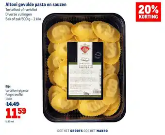 Makro Altoni gevulde pasta en sauzen 20% korting aanbieding