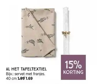 Xenos Al het tafeltextiel 15% korting aanbieding