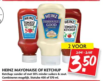 Dekamarkt Heinz Mayonaise Of Ketchup 400 of 570 ml aanbieding