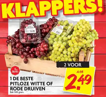 Dekamarkt 1 De Beste Pitloze Witte Of Rode Druiven 500 gram aanbieding